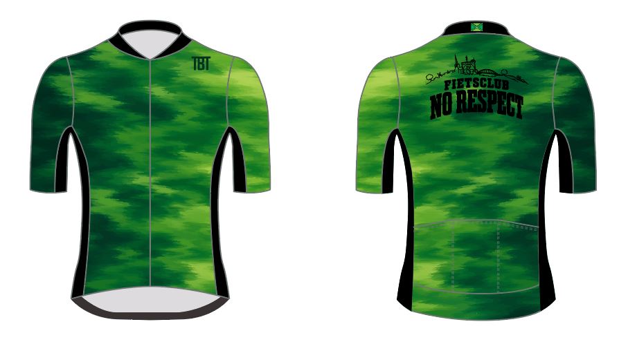 Ontwerp van een wielershirt dat gemaakt is met behulp van ChatGPT.
